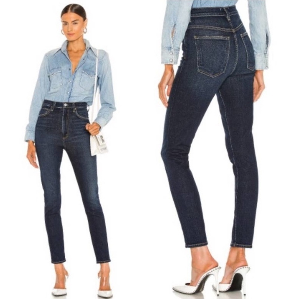 NWT AGOLDE Pinch Waist Skinny Ultra High Rise Ovation Dark Blue Jeans